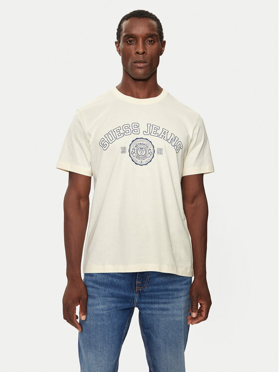 Guess Guess T-Shirt M4BI83 K8FQ4 Εκρού Regular Fit