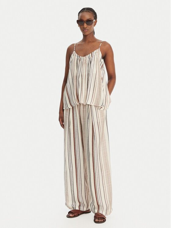 Eleh Eleh Bavlnené nohavice SS260132 Écru Relaxed Fit