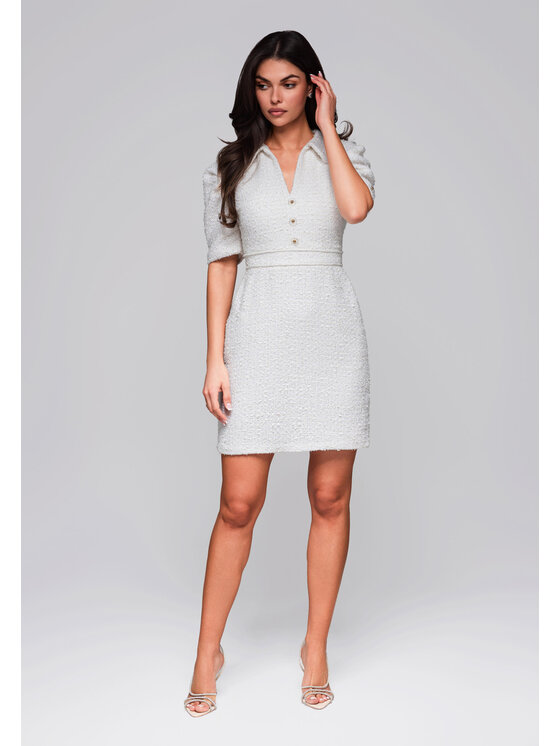 Ombre Ombre Sukienka wieczorowa LA-OM-DLR247 Kremowy Regular Fit