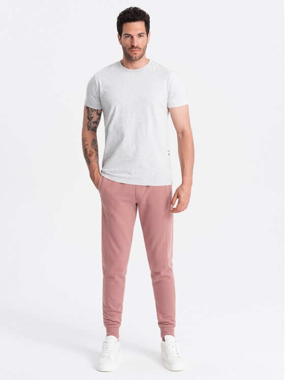Ombre Ombre Joggers kalhoty OM-PABS-0174 Růžová Regular Fit
