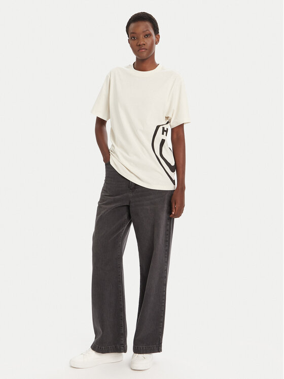 HUGO HUGO Tričko Vintage 50545053 Écru Loose Fit