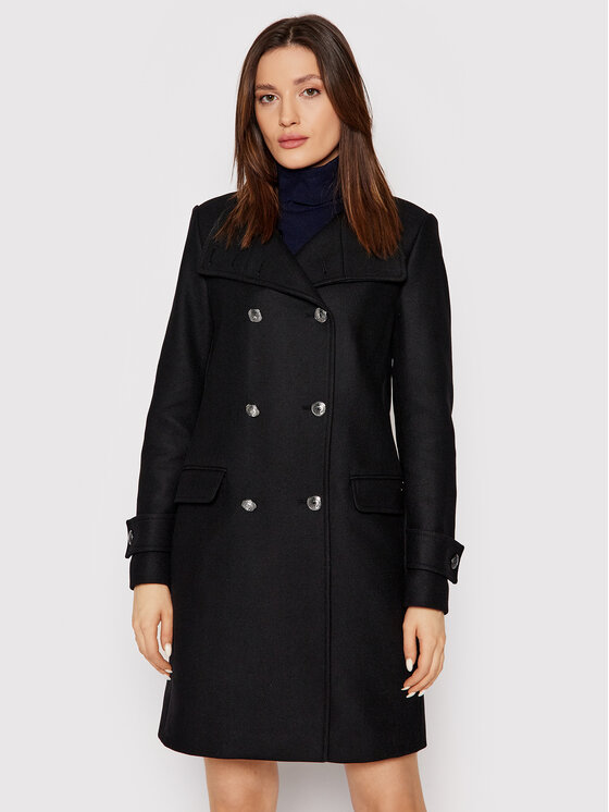 Tommy Hilfiger Tommy Hilfiger Vilnonis paltas Crest Button WW0WW32672 Juoda Regular Fit