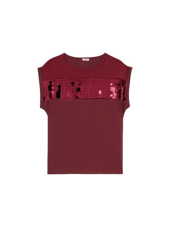Oltre Oltre T-Shirt G086J004311N036 Bordowy Regular Fit