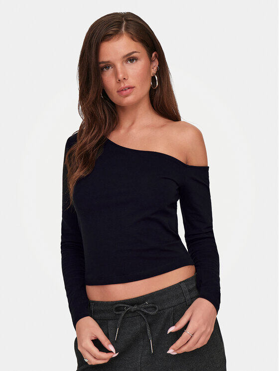 ONLY ONLY Bluzka Live Love 15344398 Czarny Slim Fit