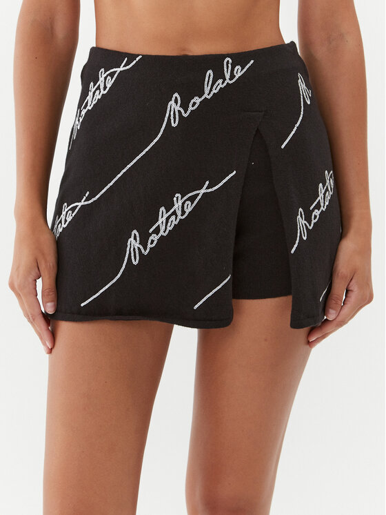 ROTATE ROTATE Medžiaginiai šortai Sequin Logo Mini 110111100 Juoda Slim Fit