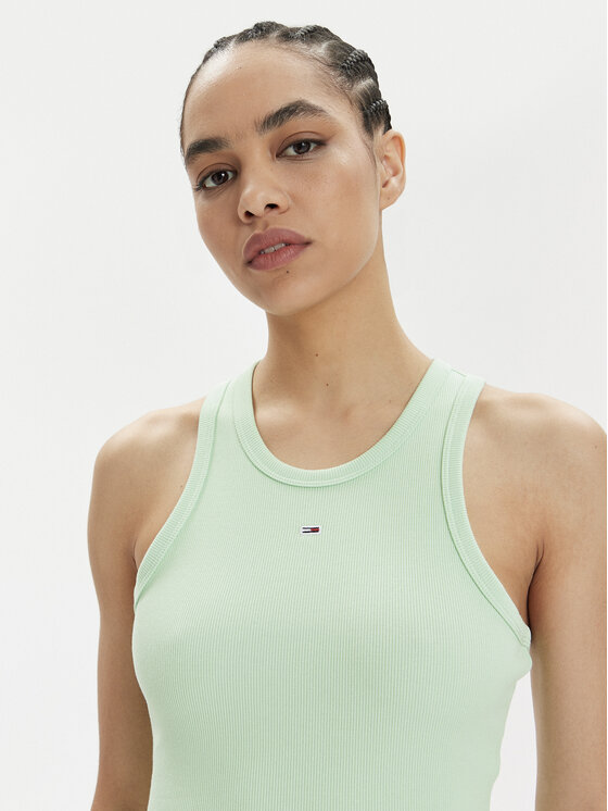 Tommy Jeans Tommy Jeans Rochie de vară Essential DW0DW17406 Verde Slim Fit