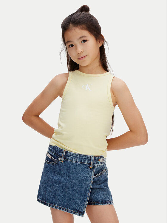 Calvin Klein Jeans Top LVCKSJB10G Żółty Slim Fit