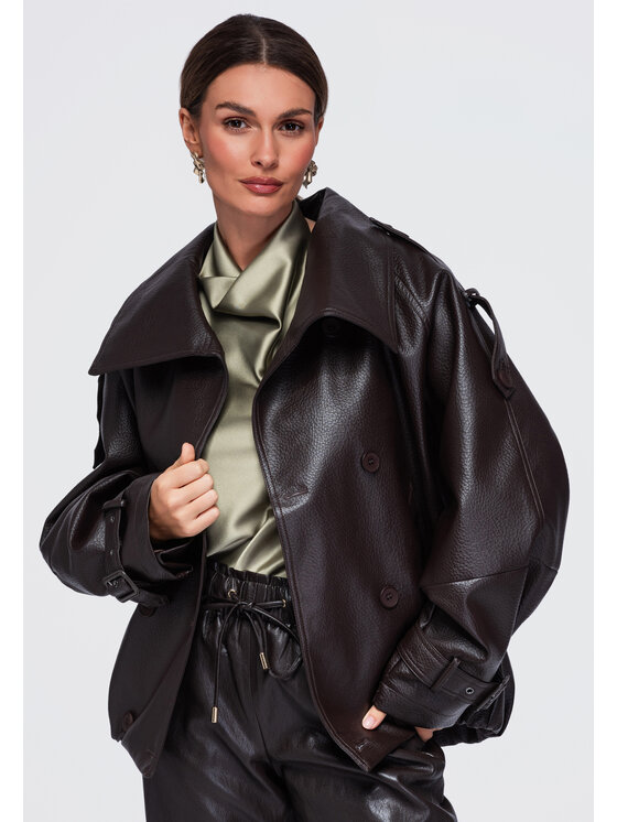 Ombre Ombre Kurtka przejściowa OW-JAFL-0139 Brązowy Oversize