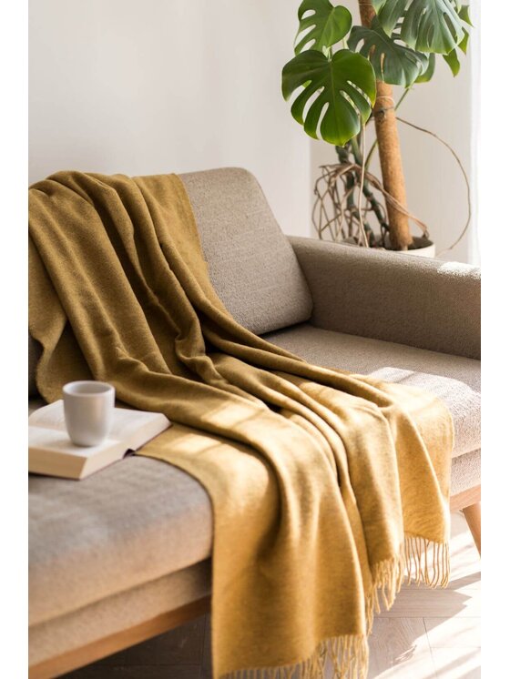 White pocket White pocket Koc z wełny merino mustard Żółty