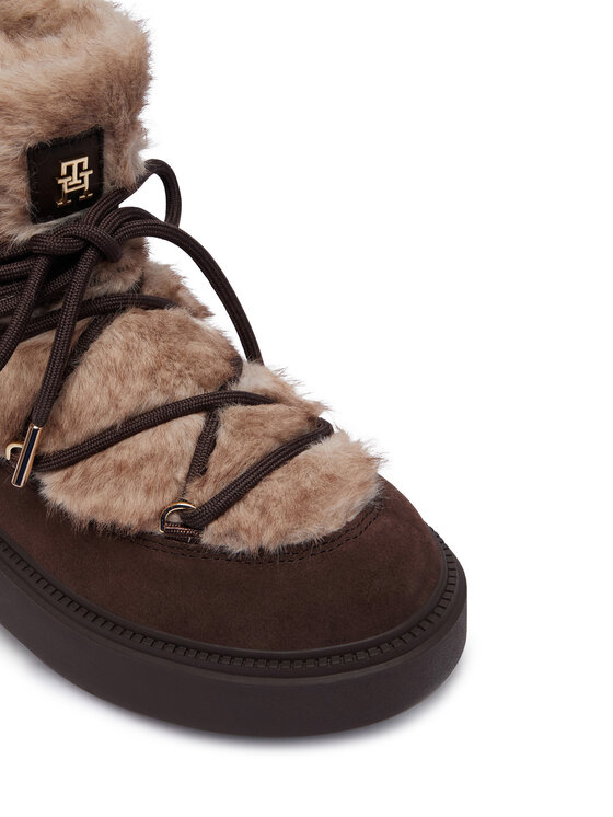 Tommy Hilfiger Tommy Hilfiger Škornji za sneg Fur Suede Lace-Up Snow Boot FW0FW09545 Rjava