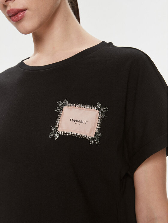 TWINSET TWINSET T-Shirt 241TP2211 Czarny Regular Fit