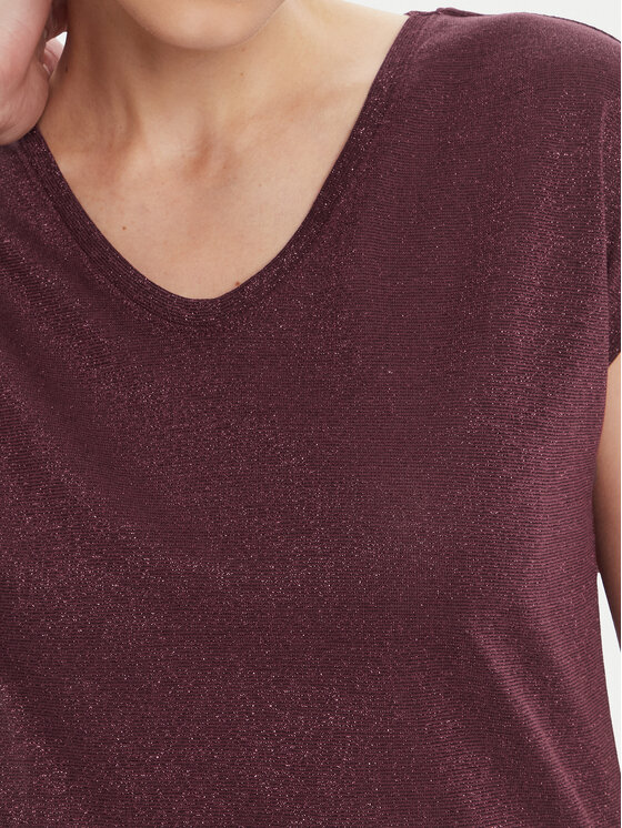 ONLY ONLY T-Shirt Silvery 15136069 Bordowy Loose Fit