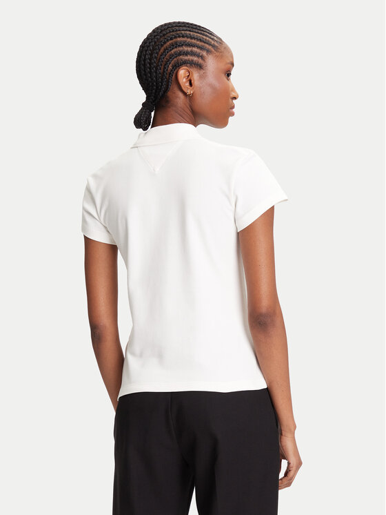 Tommy Hilfiger Tommy Hilfiger Тениска с яка и копчета Gold Button WW0WW45768 Екрю Slim Fit