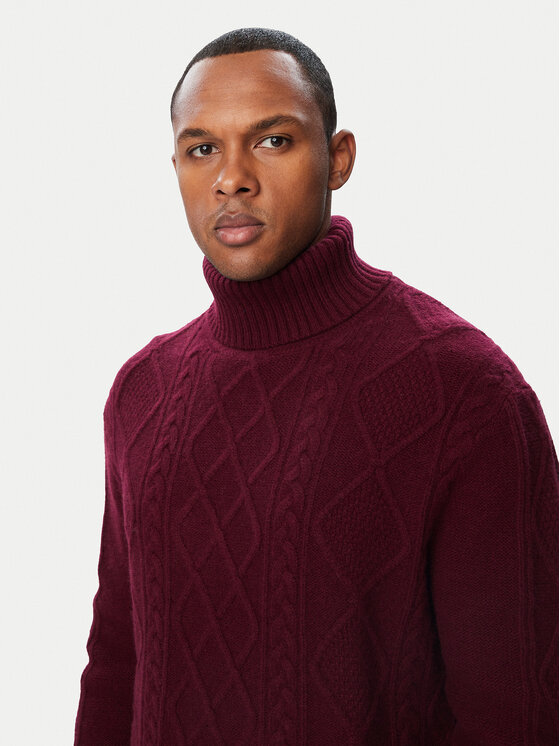 Tommy Hilfiger Tommy Hilfiger Rollkragenpullover MW0MW44706 Dunkelrot Regular Fit