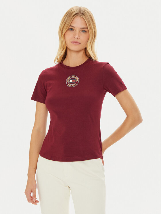 Tommy Hilfiger Tommy Hilfiger T-Shirt Nautical Graphic WW0WW43652 Μπορντό Slim Fit