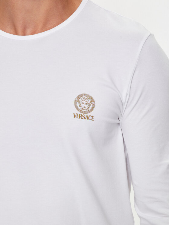 Versace Versace Majica z dolgimi rokavi AUU01007 1A10011 Bela Regular Fit