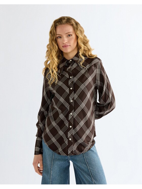 Wrangler Wrangler Koszula DRAMA COLLAR SHIRT Brązowy Regular Fit