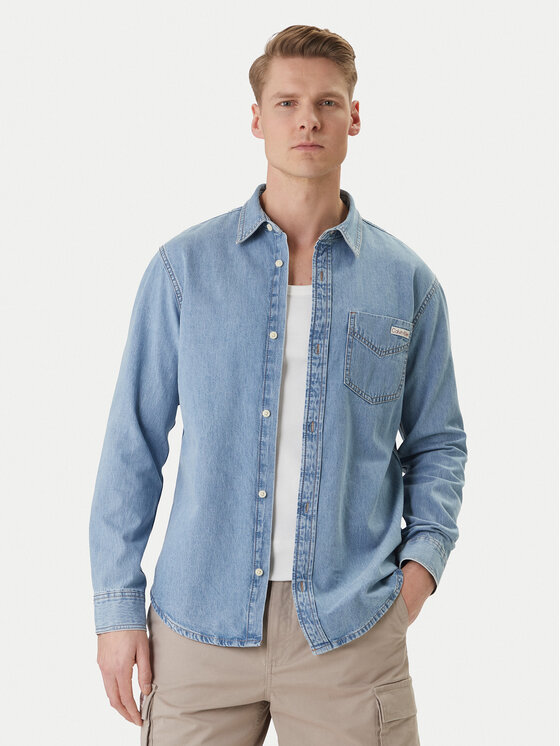 Calvin Klein Jeans Koszula jeansowa Essential LV04RE710G Niebieski Regular Fit