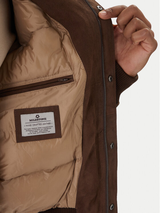 Milestone Milestone Кожено яке Ms Nathan 531630 21250 Кафяв Regular Fit