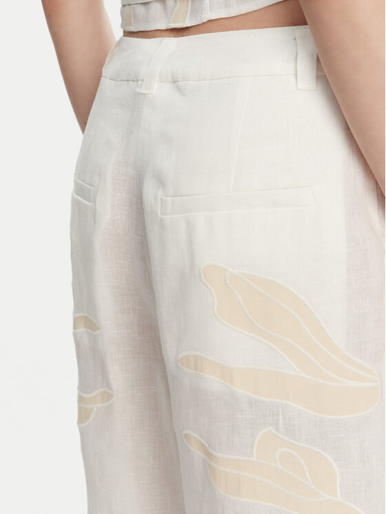 Marella Marella Pantaloni di tessuto Kadiak 2513131212 Bianco Wide Leg