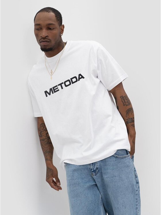 Metoda Sport Metoda Sport T-Shirt Koszulka Z Krótkim Rękawem Oversize Biała Metoda Sport Name XL Biały Oversize