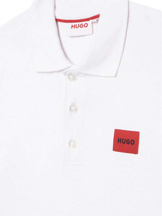 HUGO HUGO Тениска с яка и копчета G01186 S Бял Regular Fit
