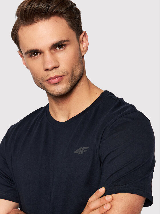 4F 4F T-Shirt NOSH4-TSM352 Granatowy Regular Fit