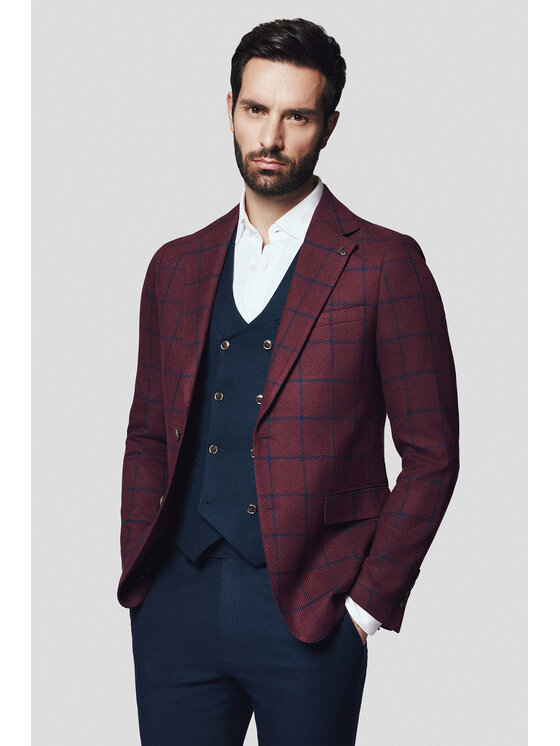 Lancerto Lancerto Marynarka Scafati MA131224000003 Bordowy Slim Fit