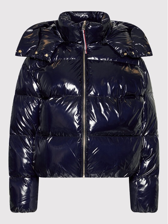 Tommy Hilfiger Tommy Hilfiger Пуховик Glossy WW0WW32803 Cиній Regular Fit