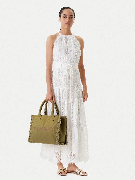 PINKO PINKO Borsa BEACH SHOPPING CANVAS RICICLATO Verde