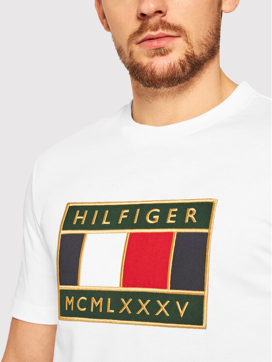 Tommy Hilfiger Tommy Hilfiger T-Shirt Global Flag MW0MW15332 Bílá Regular Fit