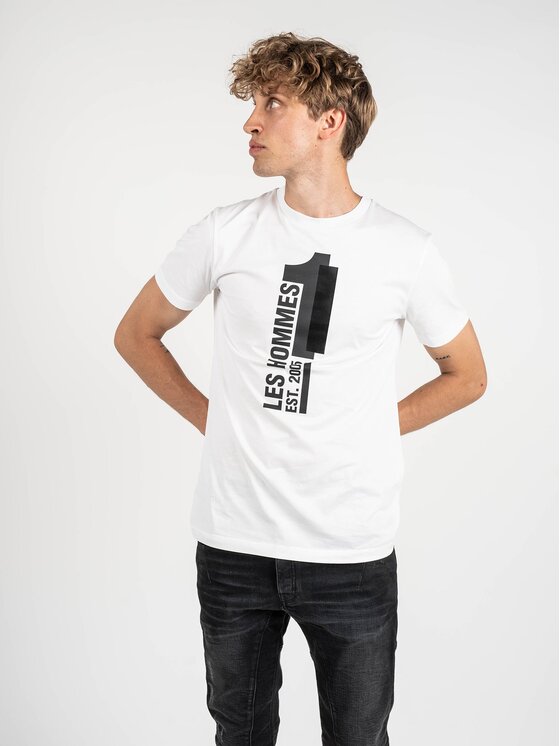 Les Hommes Les Hommes T-shirt LLT205 721P | Round Neck T-Shirt Bianco Regular Fit
