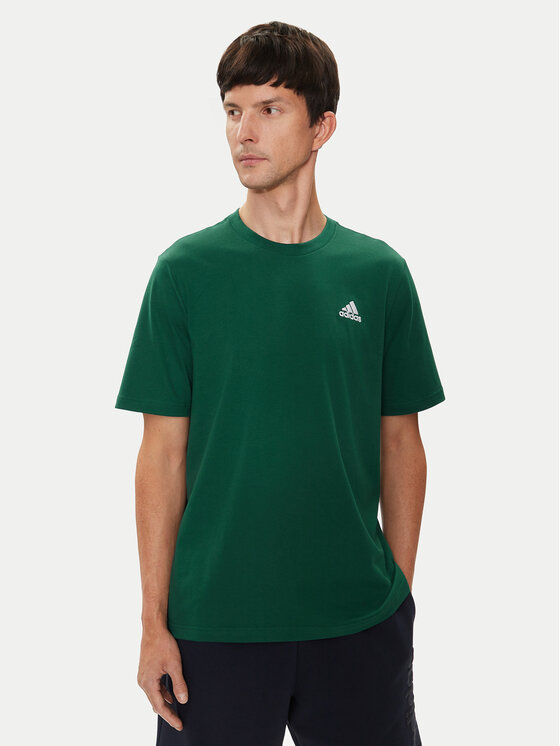adidas adidas Marškinėliai Essentials Single Jersey Embroidered Small Logo IJ6111 Žalia Regular Fit