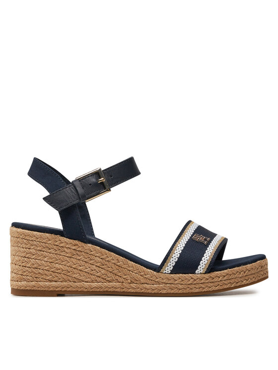 Tommy Hilfiger Espadrilky Webbing Wedge Sandal FW0FW08044 Tmavomodrá