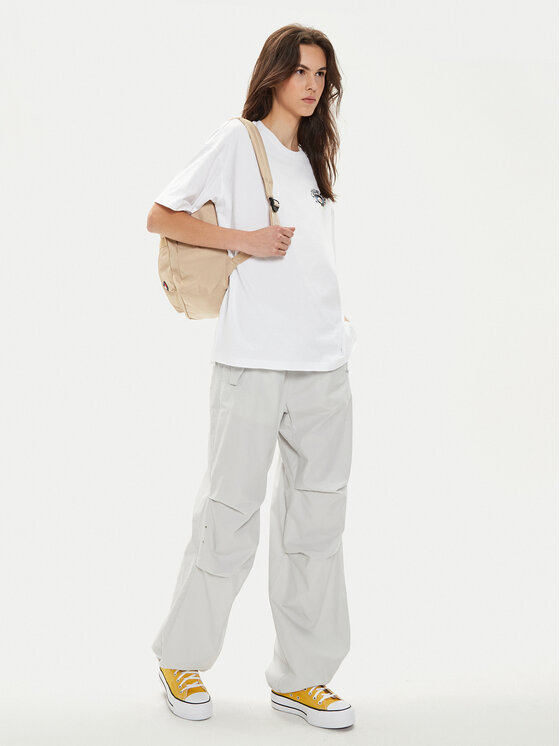 Converse Converse Spodnie materiałowe W Parachute Pant 10026399-A02 Biały Loose Fit