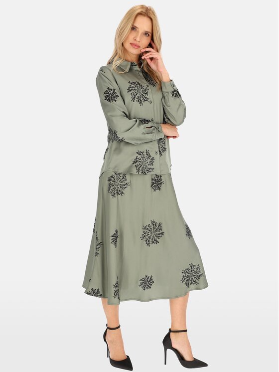 Perso Perso Bluzka CHLE243777F Khaki Regular Fit