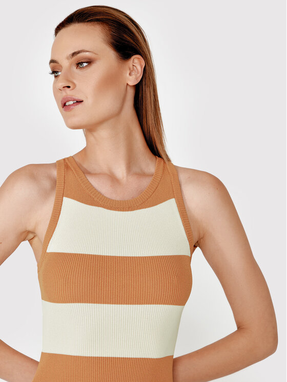 Simple Simple Повсякденна сукня SUD077 Коричневий Slim Fit