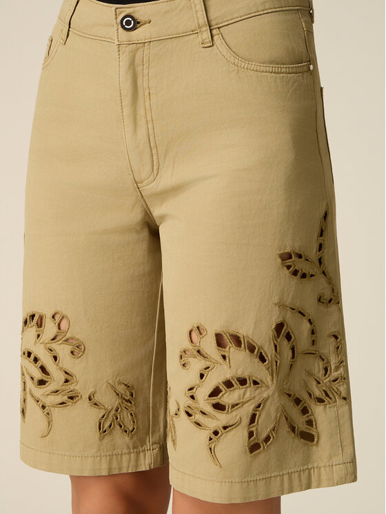 Oltre Oltre Pantaloncini di tessuto P707R009150N035 Verde Baggy Fit