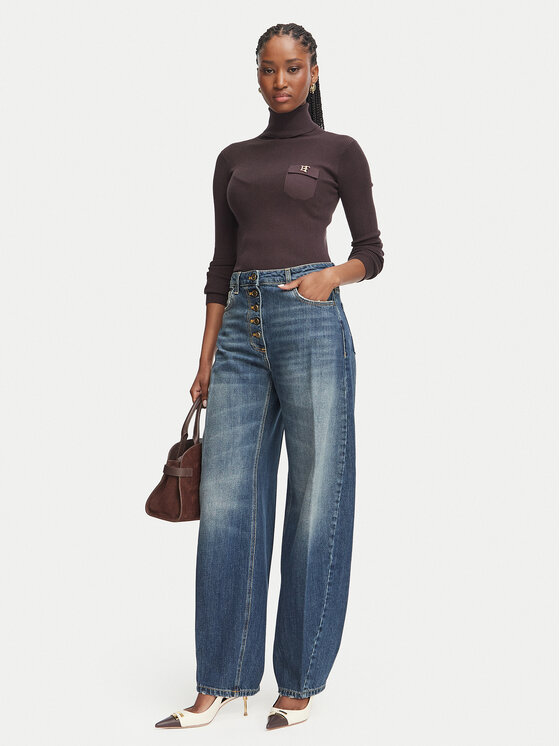 Elisabetta Franchi Elisabetta Franchi Golf MK-05B-66E2-V350 Brązowy ciemny Slim Fit