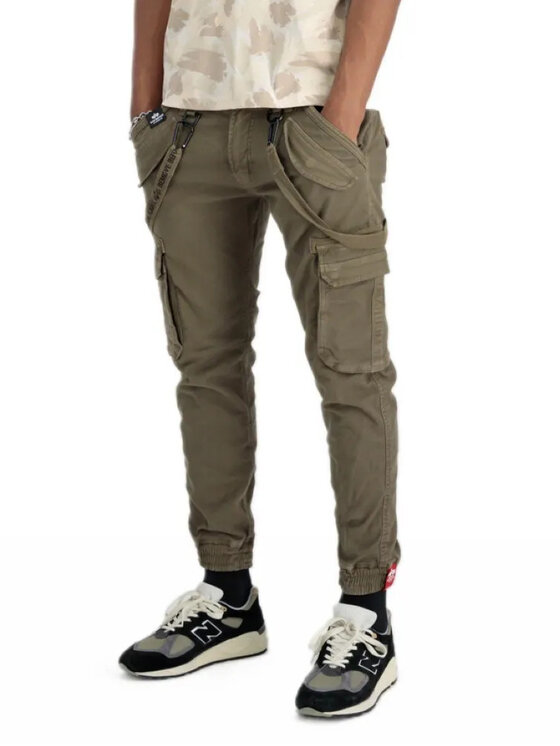 Alpha Industries Alpha Industries Kalhoty z materiálu AI.128202-183-31 Khaki Slim Tapered Fit