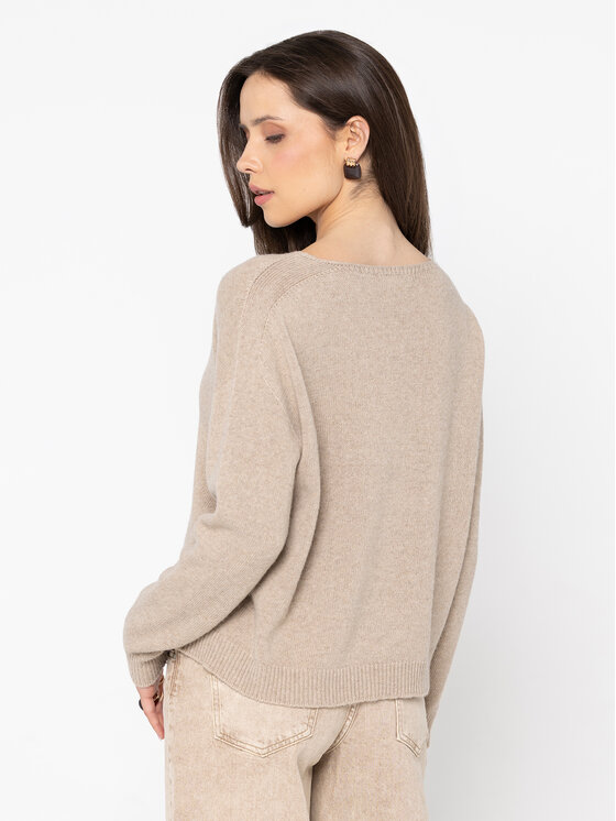 Miss LK Miss LK Sweter MISSLKS Beżowy Loose Fit