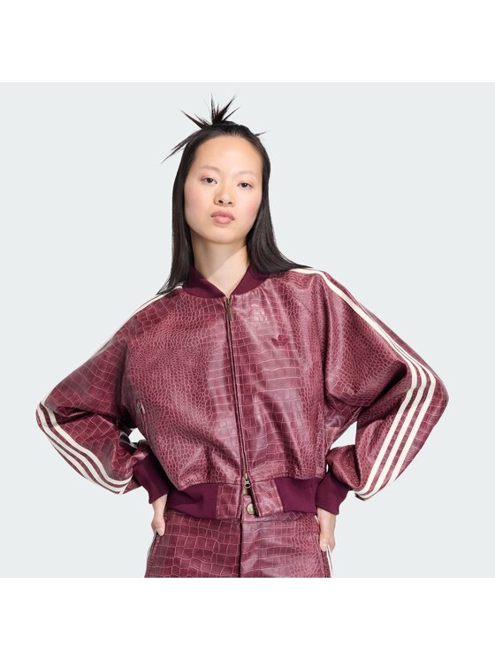 adidas adidas Jakna iz umetnega usnja Pleather KD8792 Bordo rdeča Oversize