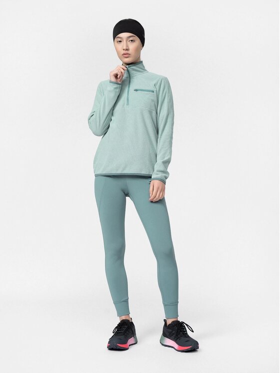 4F 4F Bluza 4FAW22TFSWF142-47S Zielony Regular Fit