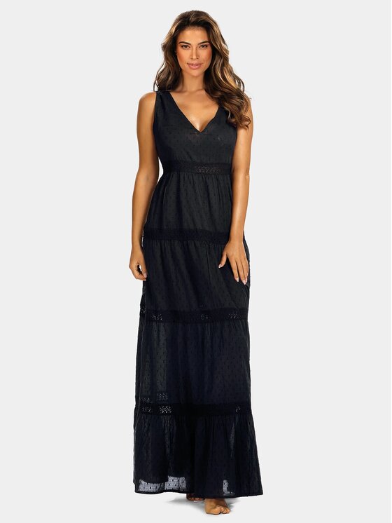 Feba Feba Sukienka letnia F195A Czarny Relaxed Fit