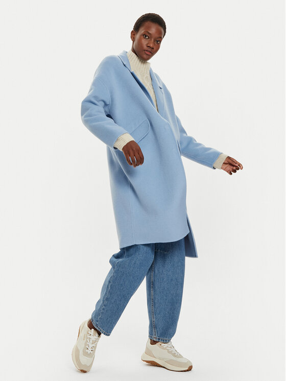 United Colors Of Benetton Manteau en laine 28F7DN06B Bleu Regular Fit