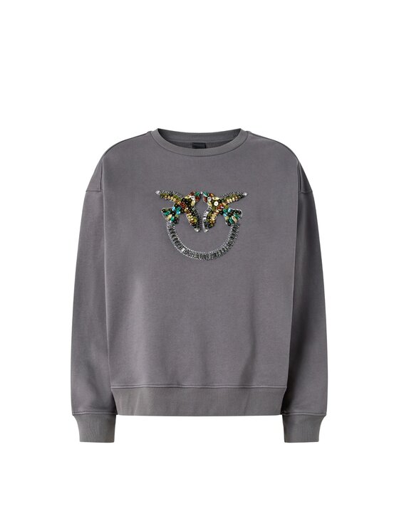 PINKO PINKO Μπλούζα NELLY MAGLIA FELPA RICAMO LOGO Γκρι Baggy Fit