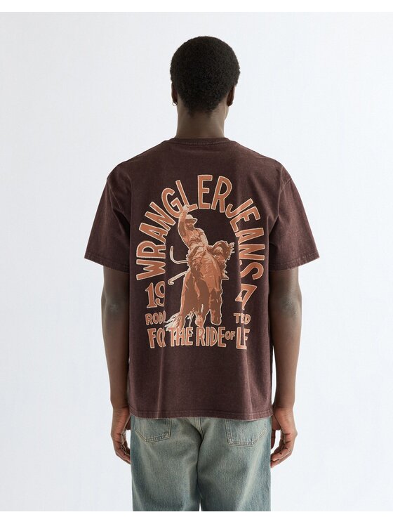 Wrangler Wrangler T-Shirt VINTAGE TEE Brązowy Relaxed Fit