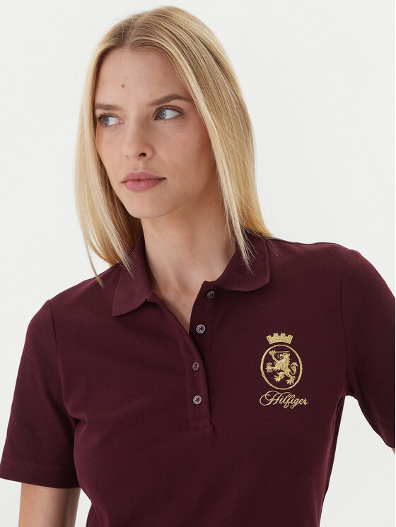 Tommy Hilfiger Tommy Hilfiger Polo Gold Crest WW0WW47315 Bordowy Regular Fit