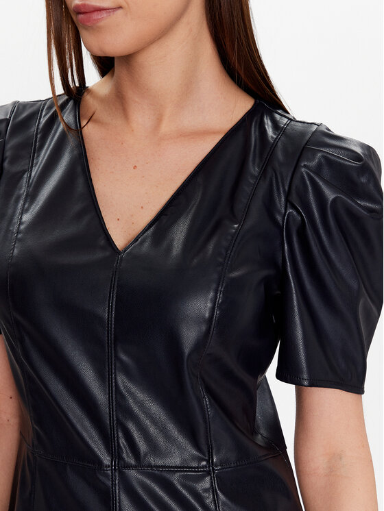 DKNY DKNY Šaty z imitace kůže DD2K4479 Tmavomodrá Regular Fit