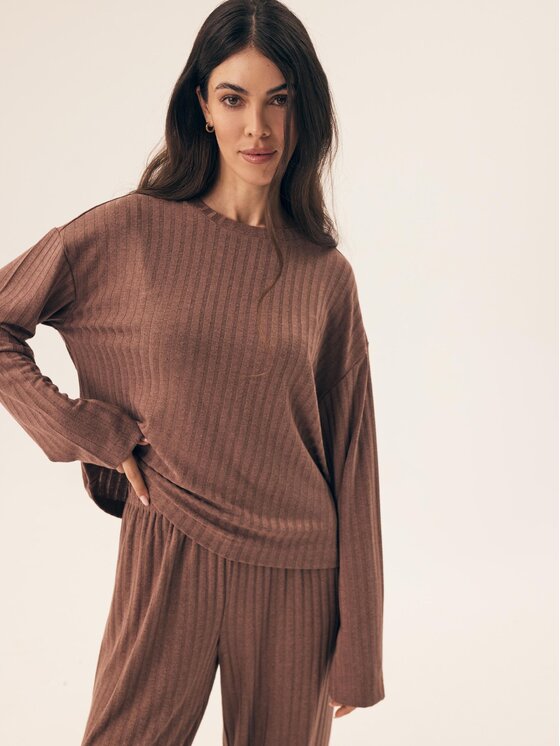 Esotiq Esotiq Komplet sportowy 42692 Brązowy Loose Fit